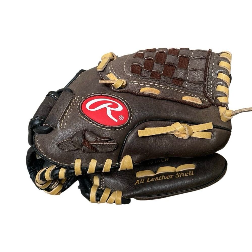 Rawlings100BRNC youth baseball glove 10” all leather shell rt hand throw brown